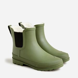 J. Crew Sherpa-Lined Chelsea Rainboot in green